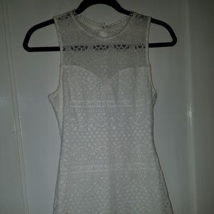 Miami White Spring Formal Peplum Prom Dress